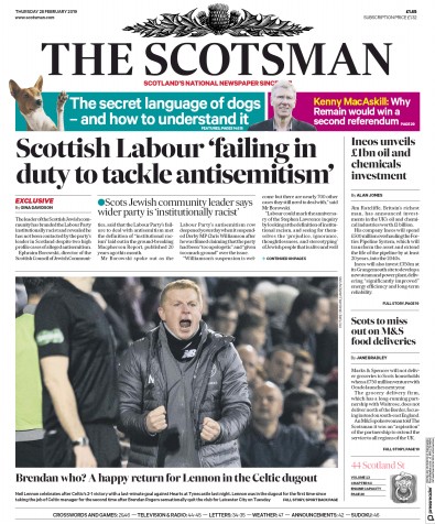 The Scotsman Newspaper Front Page for 28 February 2019