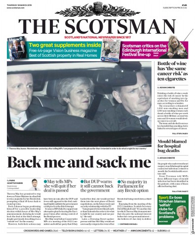 The Scotsman (UK) Newspaper Front Page for 28 March 2019