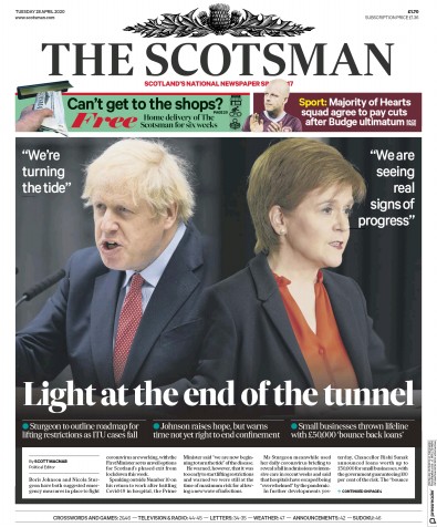 The Scotsman Newspaper Front Page for 28 April 2020