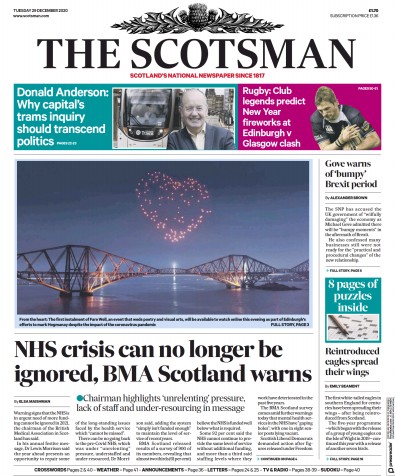 The Scotsman Newspaper Front Page for 29 December 2020
