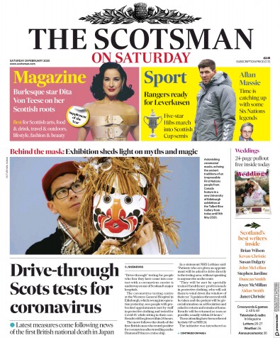 The Scotsman Newspaper Front Page for 29 February 2020