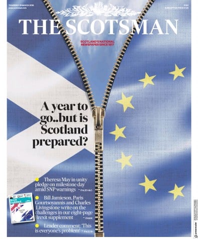 The Scotsman Newspaper Front Page for 29 March 2018
