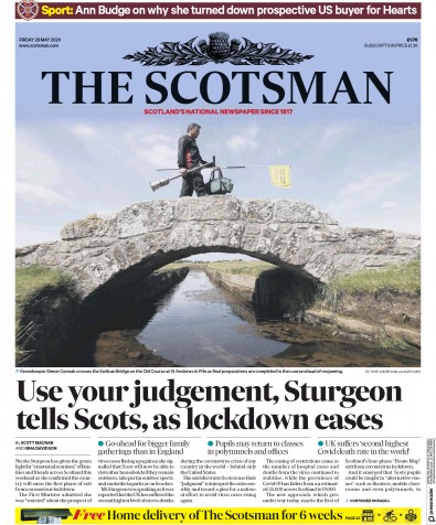 The Scotsman Newspaper Front Page for 29 May 2020