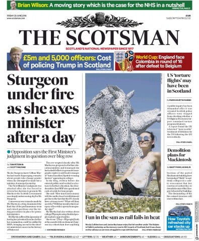 The Scotsman (UK) Newspaper Front Page for 29 June 2018