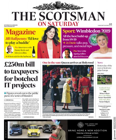 The Scotsman Newspaper Front Page for 29 June 2019