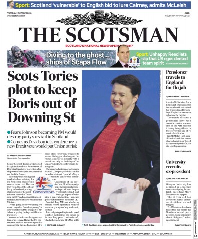 The Scotsman Newspaper Front Page for 2 October 2018