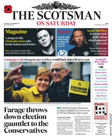 The Scotsman Newspaper Front Page for 2 November 2019