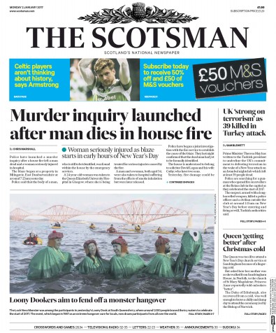 The Scotsman Newspaper Front Page for 2 January 2017