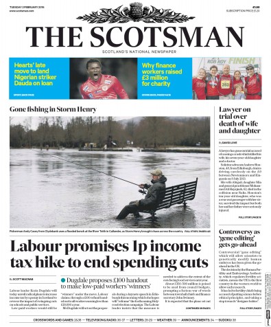 The Scotsman (UK) Newspaper Front Page for 2 February 2016