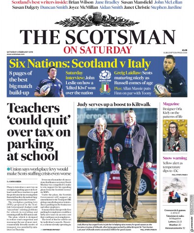 The Scotsman Newspaper Front Page for 2 February 2019