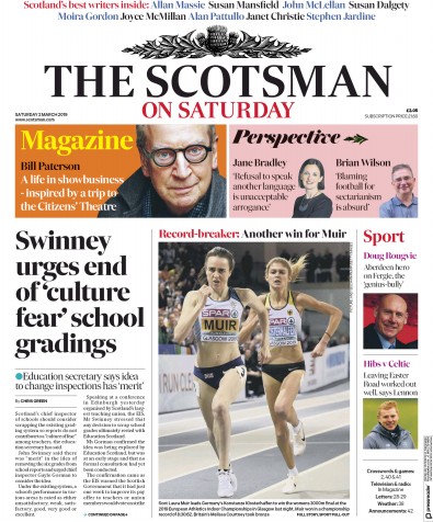 The Scotsman Newspaper Front Page for 2 March 2019