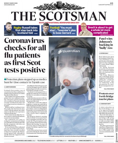The Scotsman Newspaper Front Page for 2 March 2020