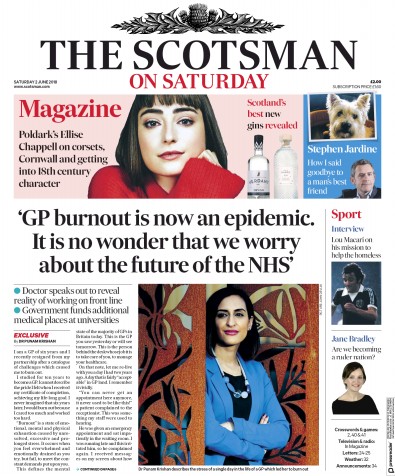 The Scotsman Newspaper Front Page for 2 June 2018
