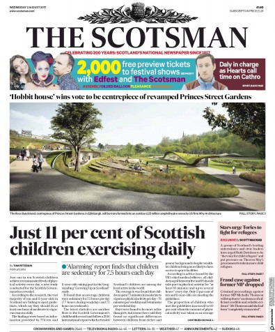 The Scotsman (UK) Newspaper Front Page for 2 August 2017