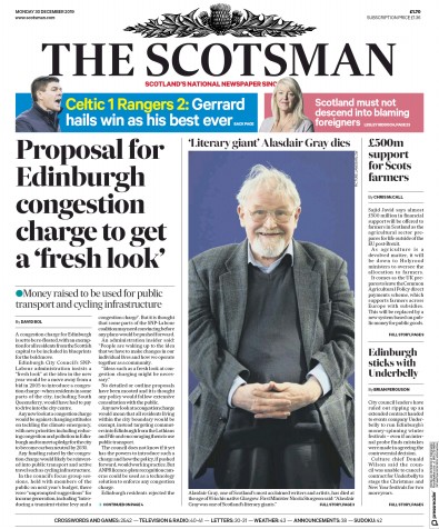 The Scotsman Newspaper Front Page for 30 December 2019