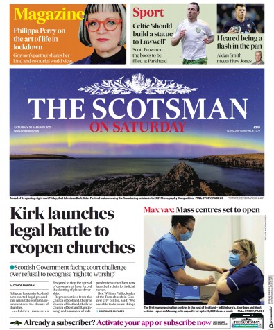 The Scotsman Newspaper Front Page for 30 January 2021
