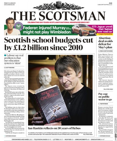 The Scotsman (UK) Newspaper Front Page for 30 June 2017