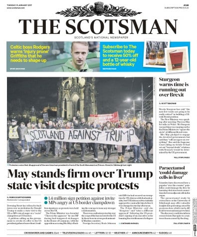 The Scotsman Newspaper Front Page for 31 January 2017