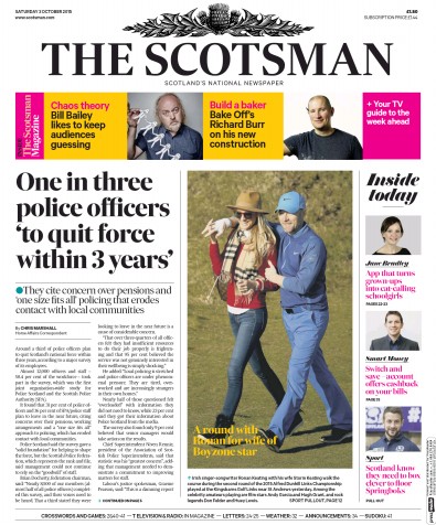 The Scotsman Newspaper Front Page for 3 October 2015