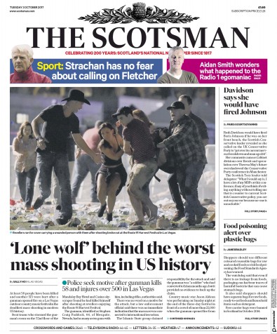 The Scotsman Newspaper Front Page for 3 October 2017