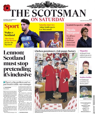 The Scotsman Newspaper Front Page for 3 November 2018