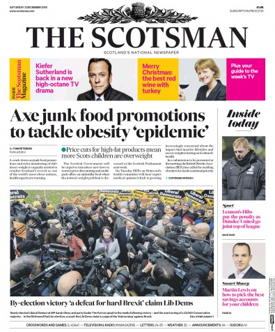 The Scotsman (UK) Newspaper Front Page for 3 December 2016
