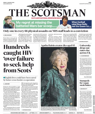 The Scotsman Newspaper Front Page for 3 January 2020