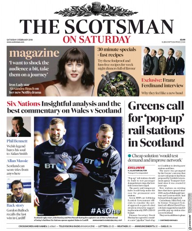 The Scotsman Newspaper Front Page for 3 February 2018