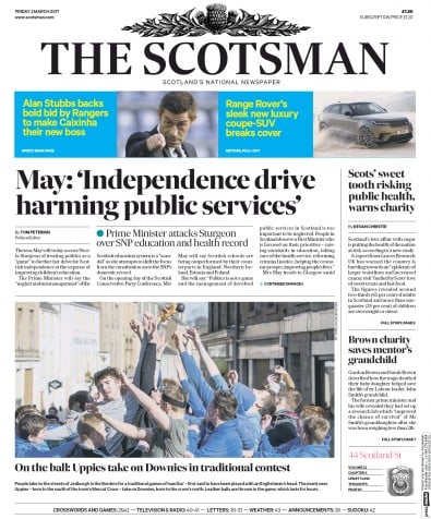 The Scotsman Newspaper Front Page for 3 March 2017