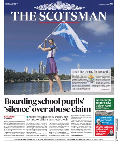 The Scotsman Newspaper Front Page for 3 April 2018