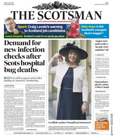 The Scotsman Newspaper Front Page for 3 May 2019