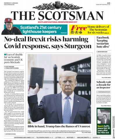 The Scotsman Newspaper Front Page for 3 June 2020