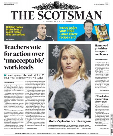 The Scotsman (UK) Newspaper Front Page for 4 October 2016