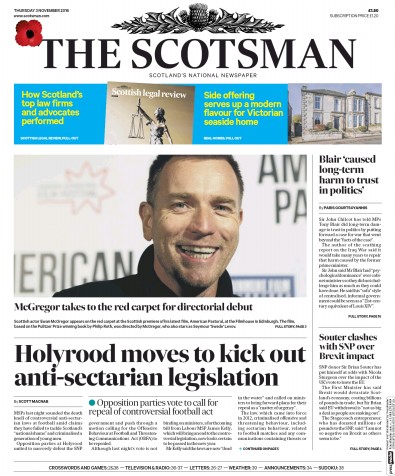The Scotsman (UK) Newspaper Front Page for 4 November 2016