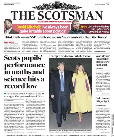 The Scotsman Newspaper Front Page for 4 December 2019