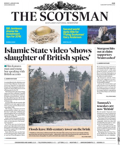 The Scotsman (UK) Newspaper Front Page for 4 January 2016