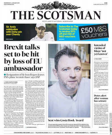 The Scotsman Newspaper Front Page for 4 January 2017