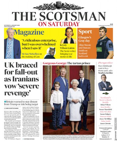 The Scotsman Newspaper Front Page for 4 January 2020