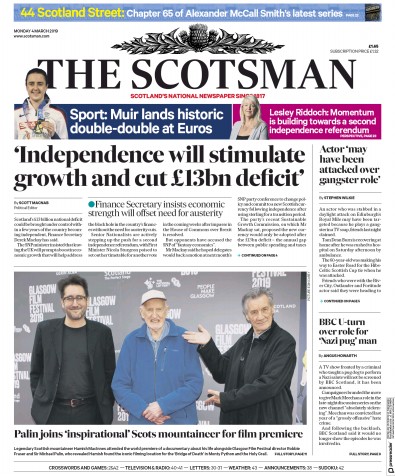 The Scotsman (UK) Newspaper Front Page for 4 March 2019