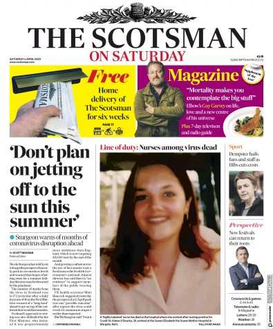 The Scotsman Newspaper Front Page for 4 April 2020