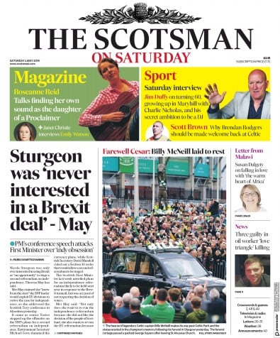 The Scotsman Newspaper Front Page for 4 May 2019