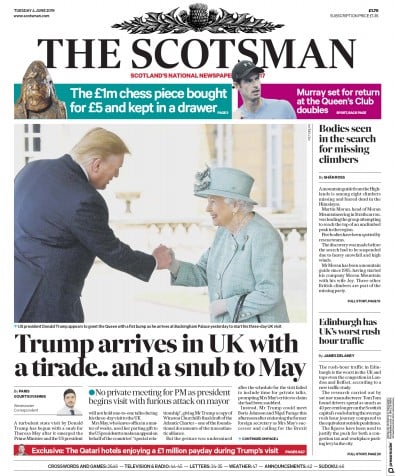 The Scotsman (UK) Newspaper Front Page for 4 June 2019