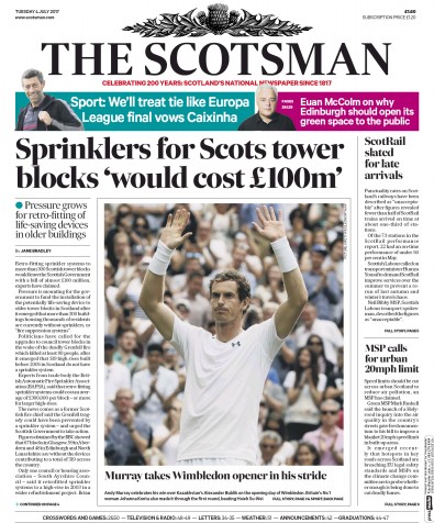 The Scotsman Newspaper Front Page for 4 July 2017