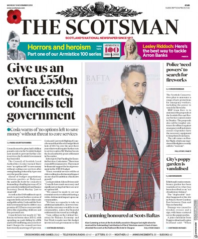 The Scotsman Newspaper Front Page for 5 November 2018