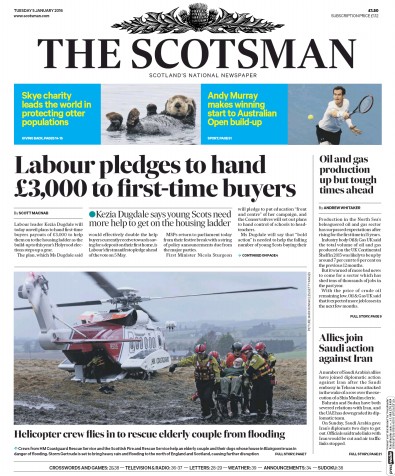 The Scotsman Newspaper Front Page for 5 January 2016