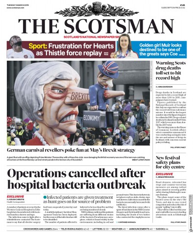 The Scotsman Newspaper Front Page for 5 March 2019