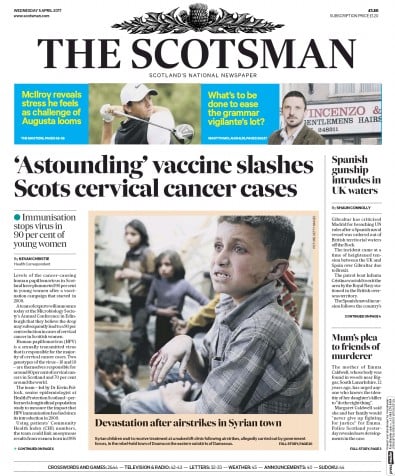 The Scotsman (UK) Newspaper Front Page for 5 April 2017