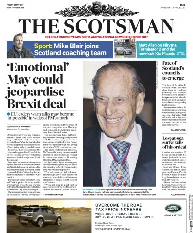 The Scotsman Newspaper Front Page for 5 May 2017
