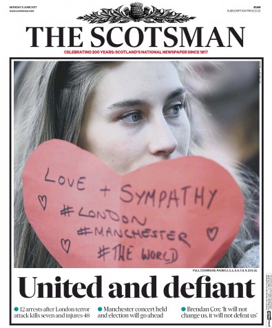 The Scotsman (UK) Newspaper Front Page for 5 June 2017