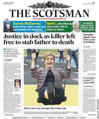 The Scotsman Newspaper Front Page for 5 June 2018